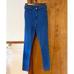 PACSUN BULLHEAD High-Rise‎ Skinny Jeans Jeggings Blue Braided Belt Women's Sz 25